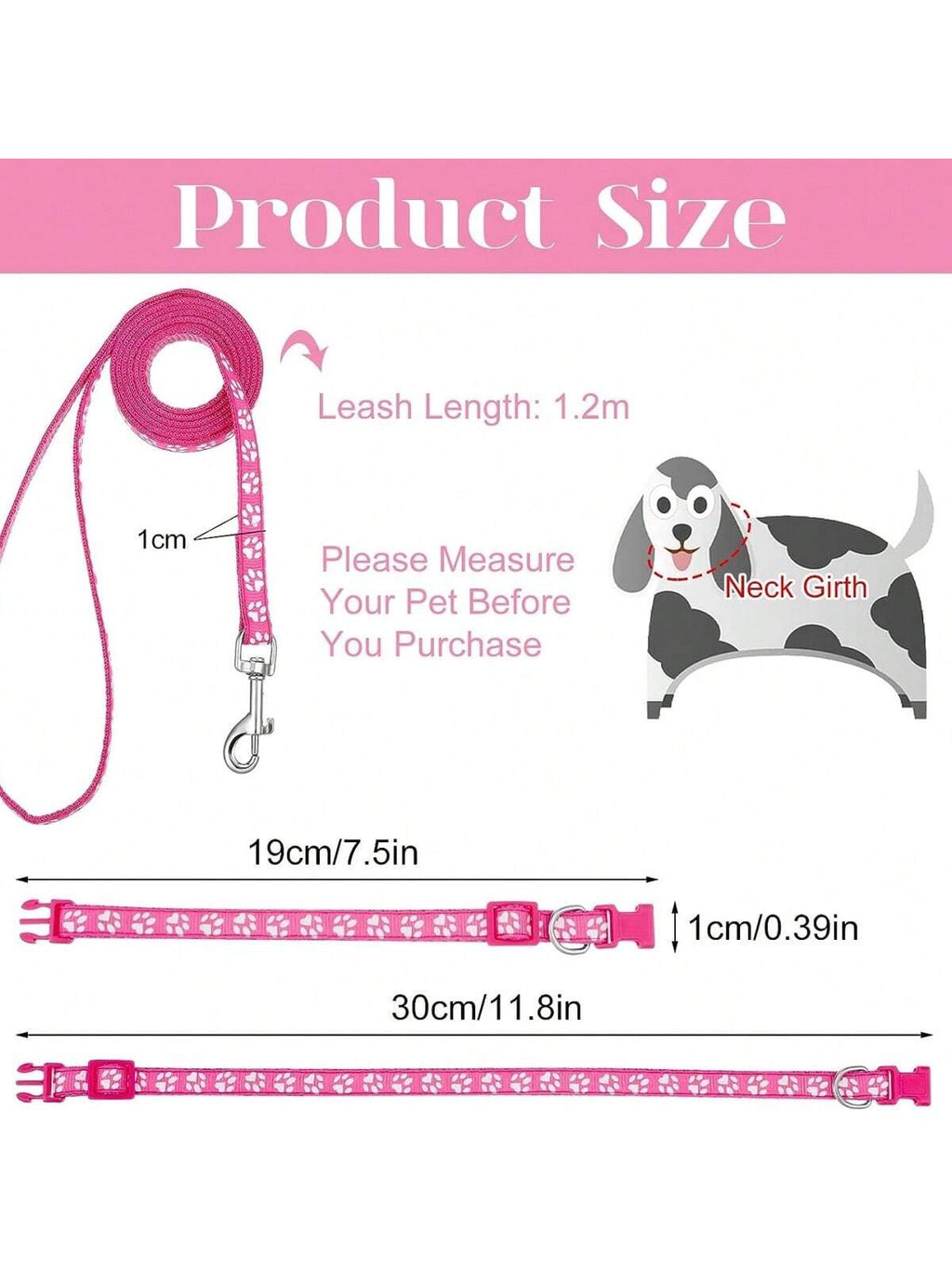 1pc Light Purple Collar And Leash Set With Adjustable Size For Small Pets
