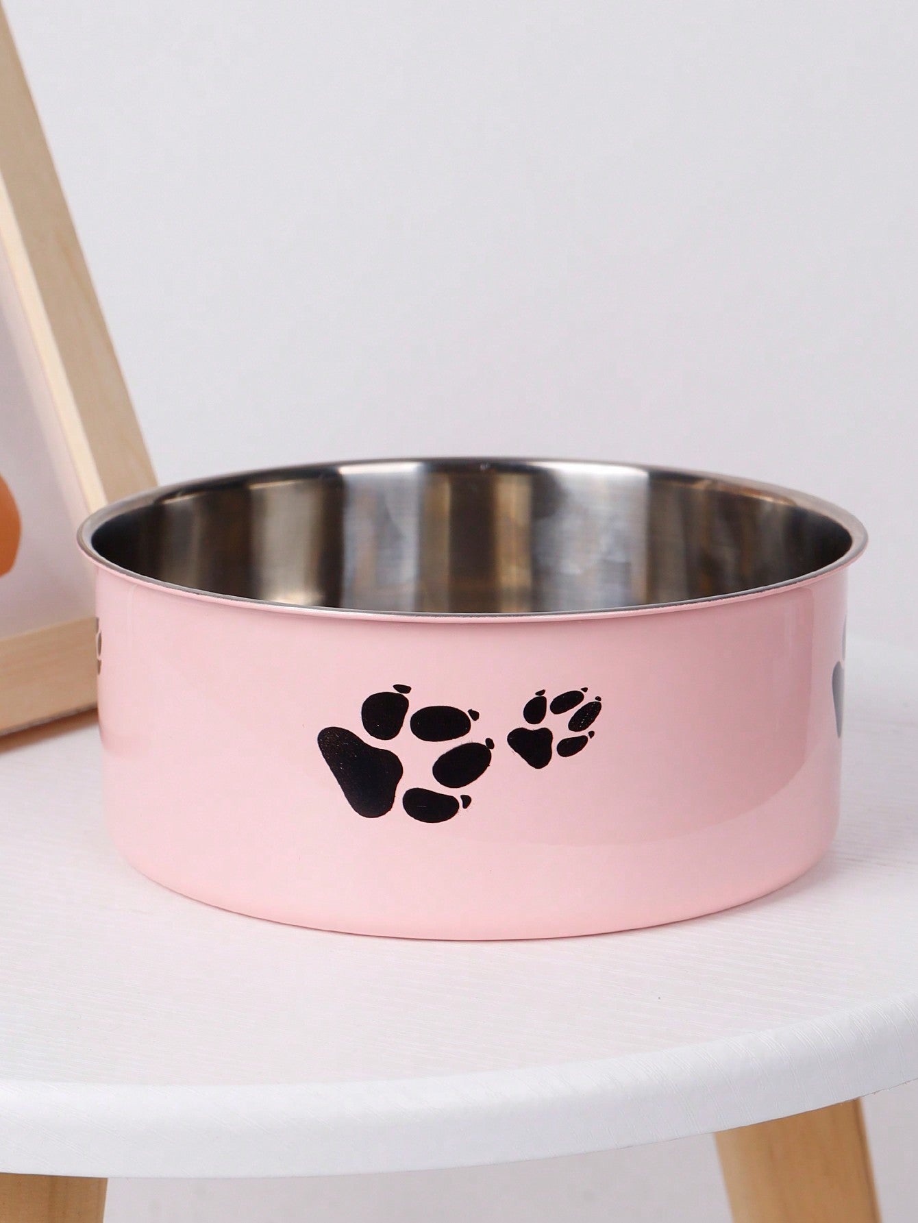Supet 1pc Cartoon Paw Prints Design Stainless Steel Anti-Slip Pet Bowl For Small And Medium Dogs, Suitable For Indoor And Outdoor Use