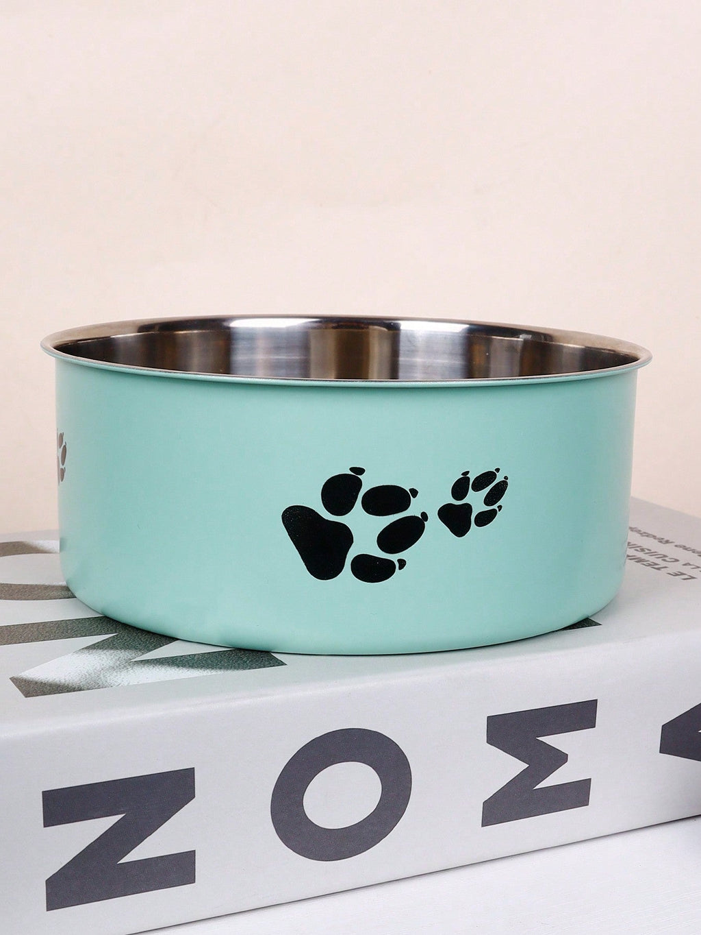 Supet 1pc Cartoon Paw Prints Design Stainless Steel Anti-Slip Pet Bowl For Small And Medium Dogs, Suitable For Indoor And Outdoor Use