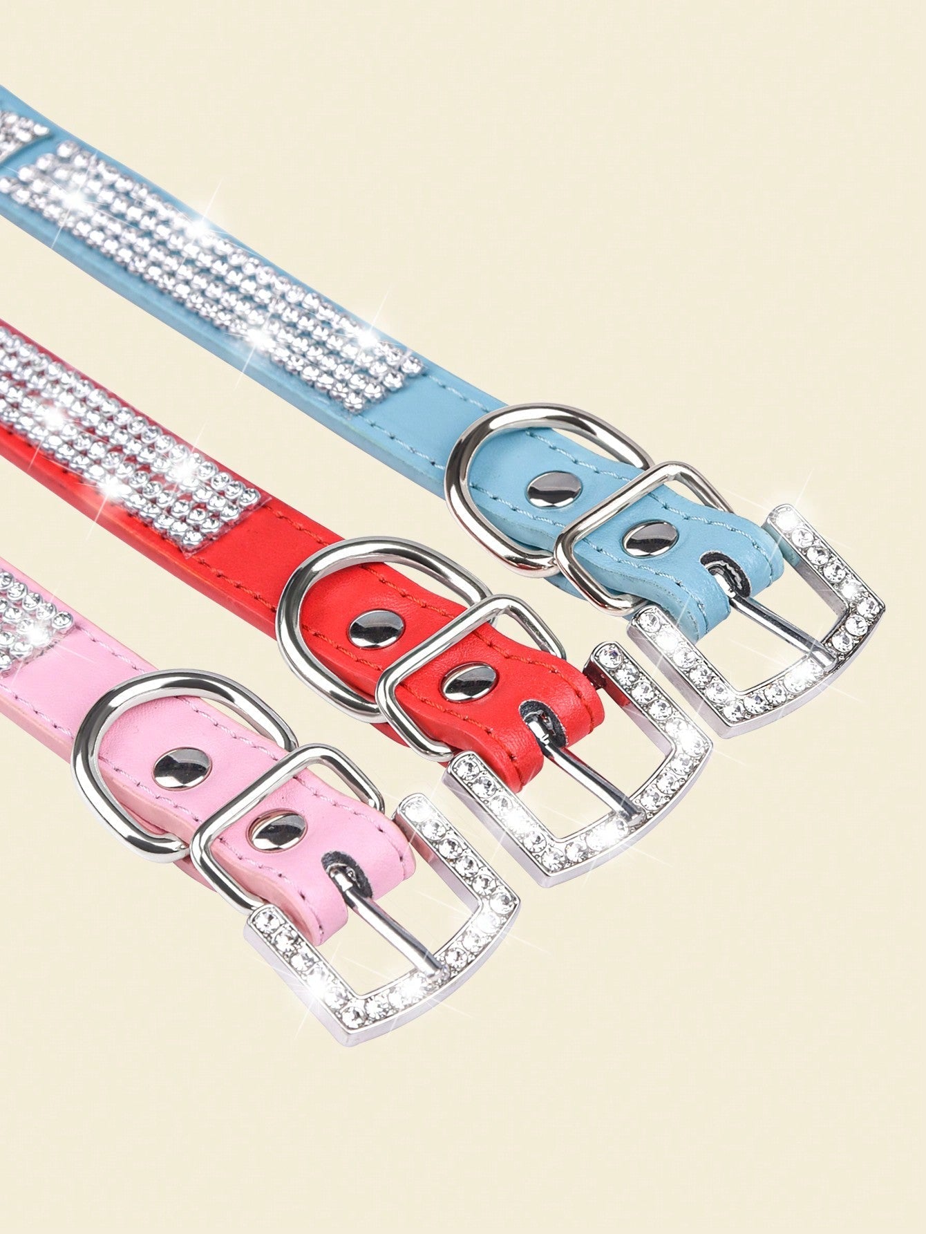 1pc Shiny Rhinestone Collar Leather Dog Collar Crystal Diamond Pet Collar, For Small And Medium Dogs