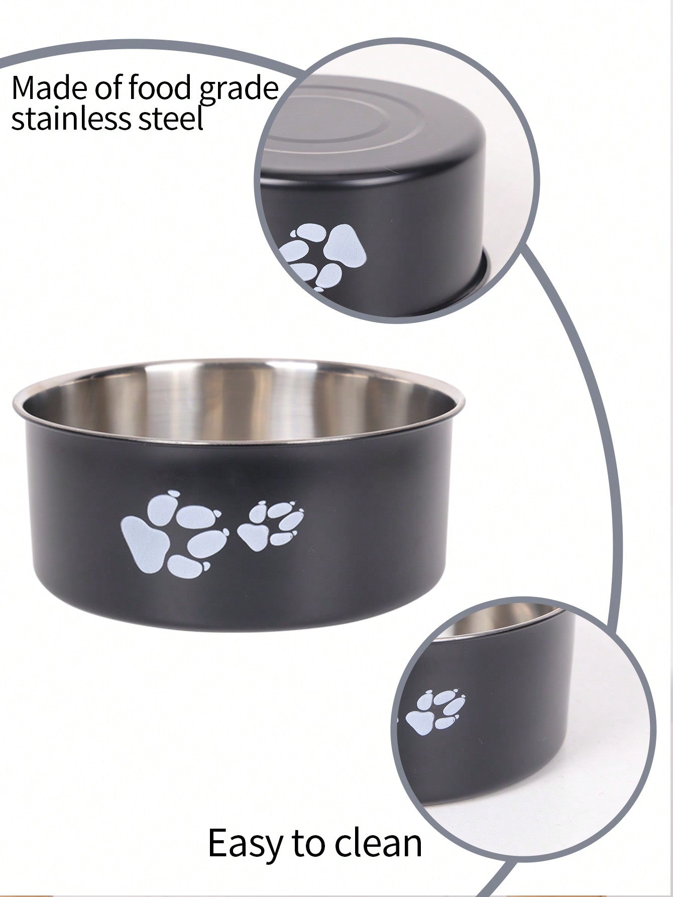 Supet 1pc Cartoon Paw Prints Design Stainless Steel Anti-Slip Pet Bowl For Small And Medium Dogs, Suitable For Indoor And Outdoor Use
