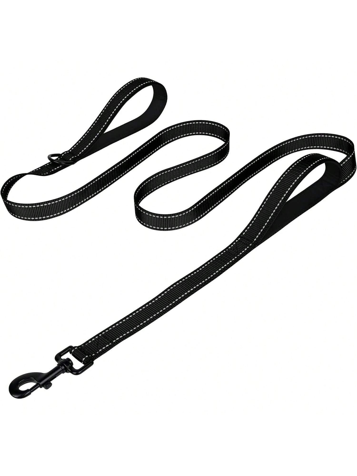 Heavy Duty Double Handle Dog Leash With Reflective Strips For Night Safety - Ideal For Large And Extra Large Breeds - Perfect For Outdoor Walking And Training