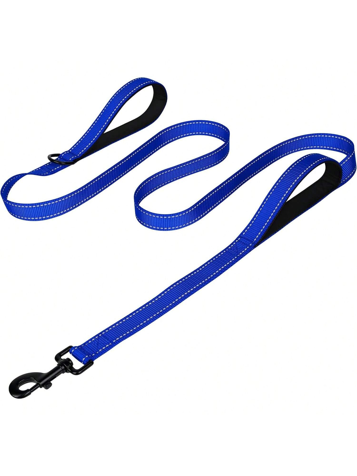 Heavy Duty Double Handle Dog Leash With Reflective Strips For Night Safety - Ideal For Large And Extra Large Breeds - Perfect For Outdoor Walking And Training