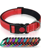 MITOOE 1pc Reflective Dog Collarwith Safety Locking Buckle Adjustable Soft Neoprene Padded Breathable Nylon Pet Collar For Small Medium Large Dogs