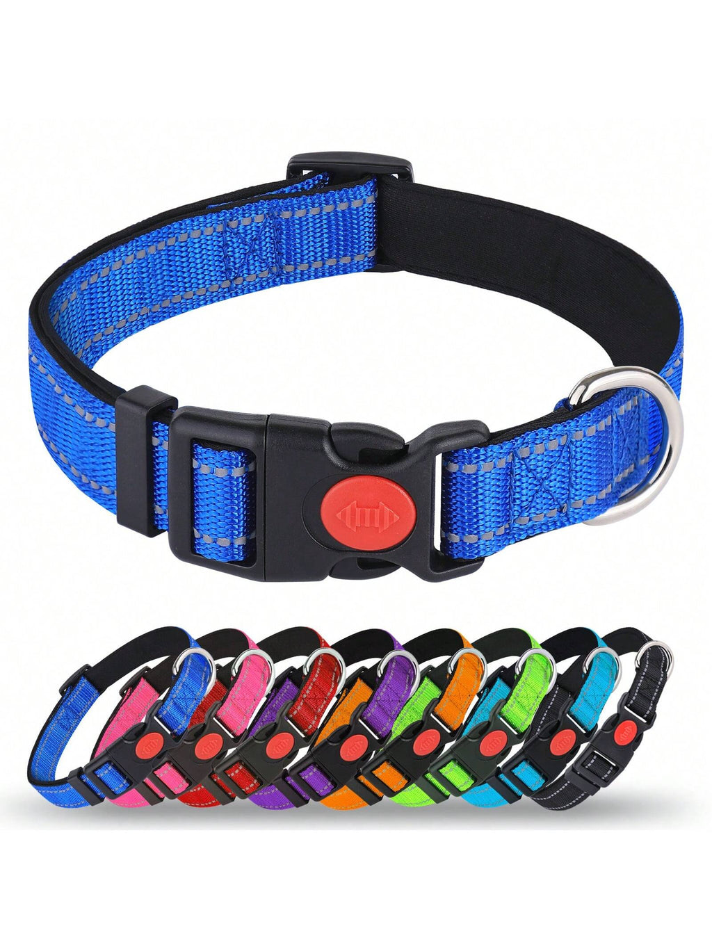 MITOOE 1pc Reflective Dog Collarwith Safety Locking Buckle Adjustable Soft Neoprene Padded Breathable Nylon Pet Collar For Small Medium Large Dogs