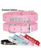 Personalized Dog Collar PU Leather Puppy Cat ID Collars With Rhinestone Heart Star Shaped Dog Accessory For Small Medium And Large Dogs