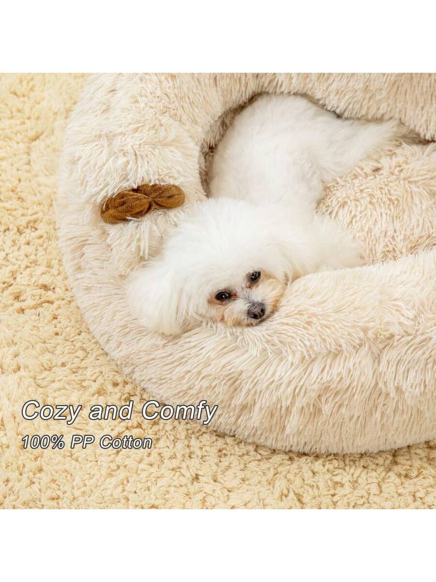 Jiupety Calming Dog And Cat Bed Cute, Cozy Donut Dog Beds, Cute Small Dog Bed, Anti Anxiety Round Dog Bed