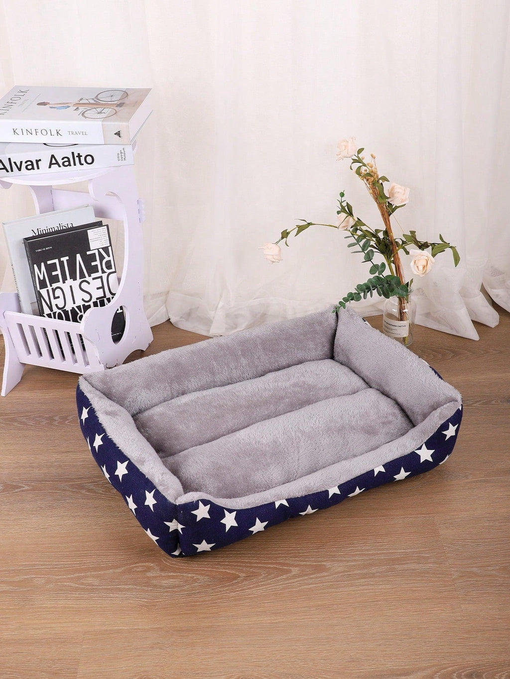 1pc Four Seasons Blue Star Patterned Warm & Breathable Pet Bed Suitable For Small, Medium, And Large Cats And Dogs