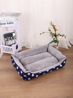 1pc Four Seasons Blue Star Patterned Warm & Breathable Pet Bed Suitable For Small, Medium, And Large Cats And Dogs