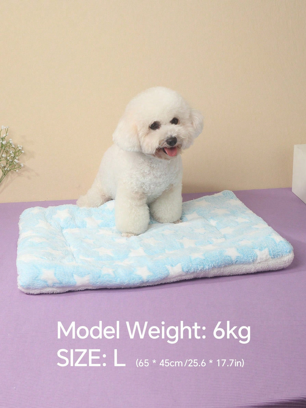 1pc Polyester Star & Heart Breathable Washable Thick Pet Bed Mat For Medium-Small Cats & Dogs, All Seasons (Teddy/Bichon Frise)