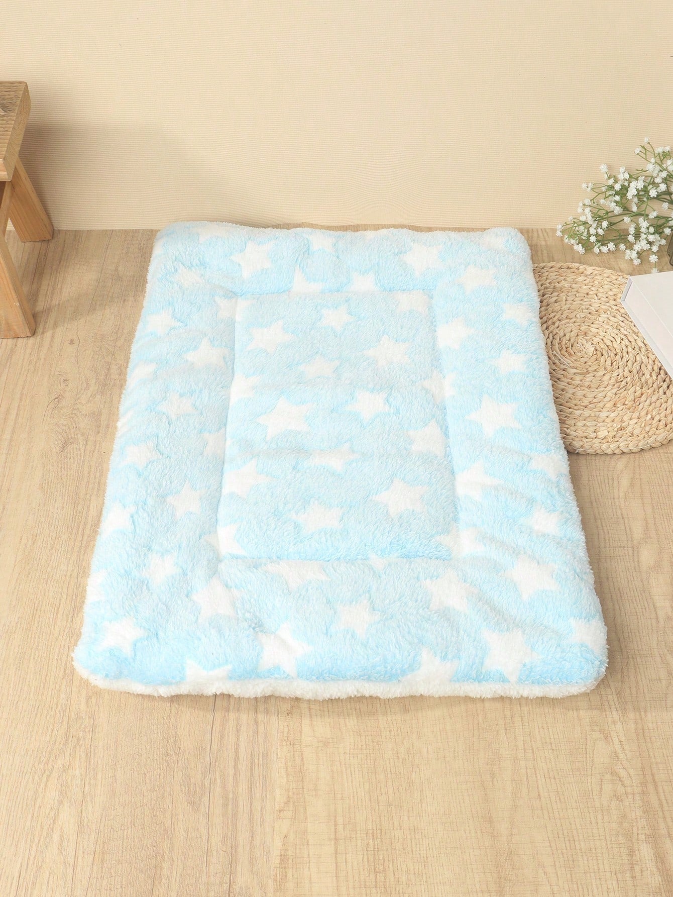 1pc Polyester Star & Heart Breathable Washable Thick Pet Bed Mat For Medium-Small Cats & Dogs, All Seasons (Teddy/Bichon Frise)