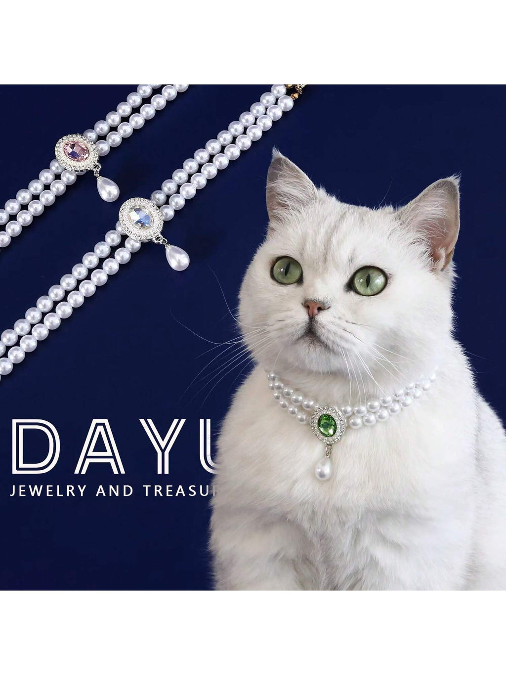 Elegant Light Luxury Small Cat Dog Double Pearl Pendant Necklace Maltese Yorkshire Poodle Noble Style Rhinestone Necklace Pet Wedding Party Collar Accessories Available In 3 Colors