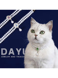 Elegant Light Luxury Small Cat Dog Double Pearl Pendant Necklace Maltese Yorkshire Poodle Noble Style Rhinestone Necklace Pet Wedding Party Collar Accessories Available In 3 Colors