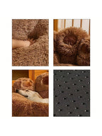 27in  35in  43in  Calming Dog Beds For Large Dogs, Faux Fur Donut Cuddler Dog Bed, Round Fluffy Pillow, Washable Pet Bed For Dogs