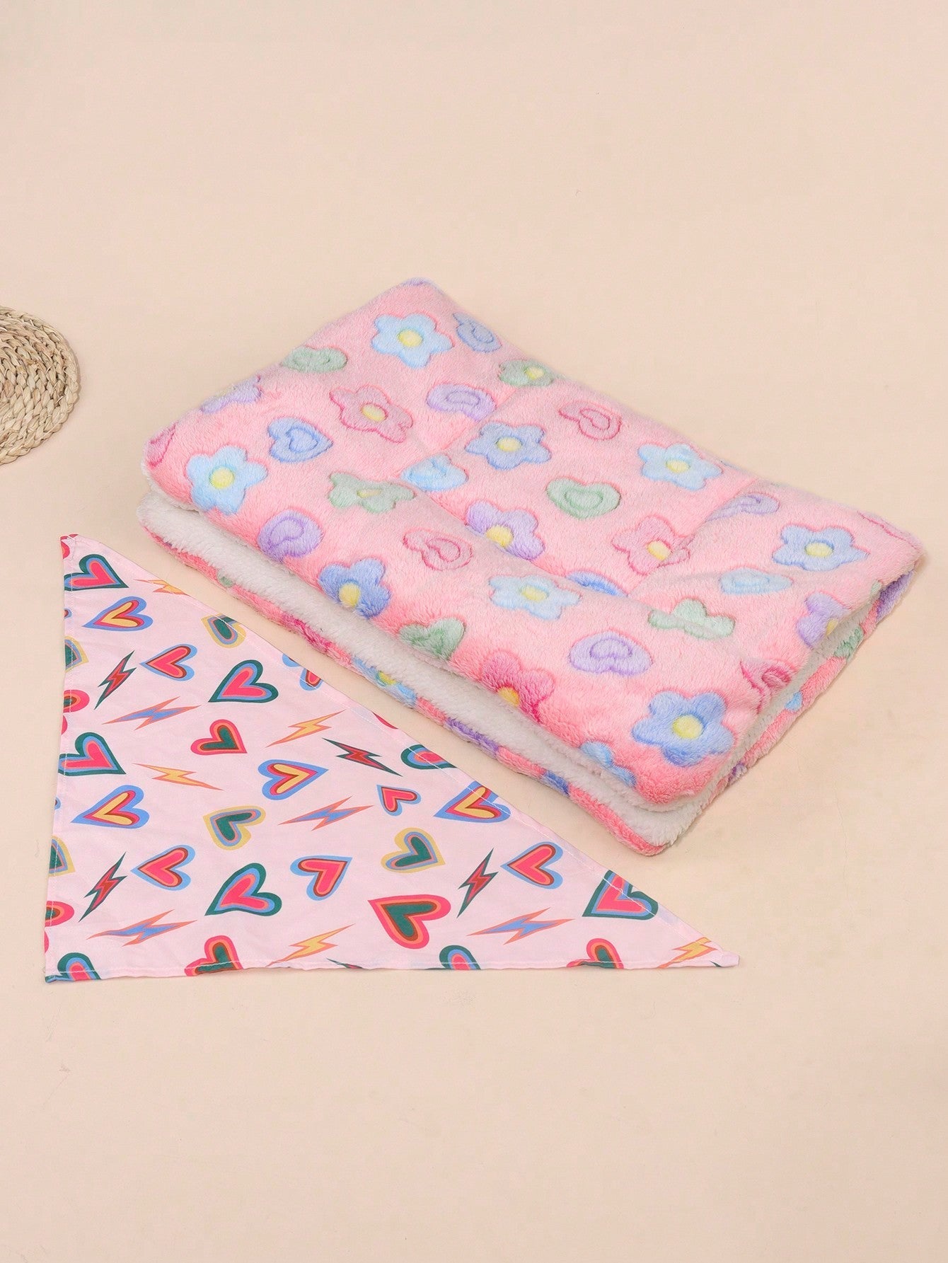 1pc Polyester Star & Heart Breathable Washable Thick Pet Bed Mat For Medium-Small Cats & Dogs, All Seasons (Teddy/Bichon Frise)