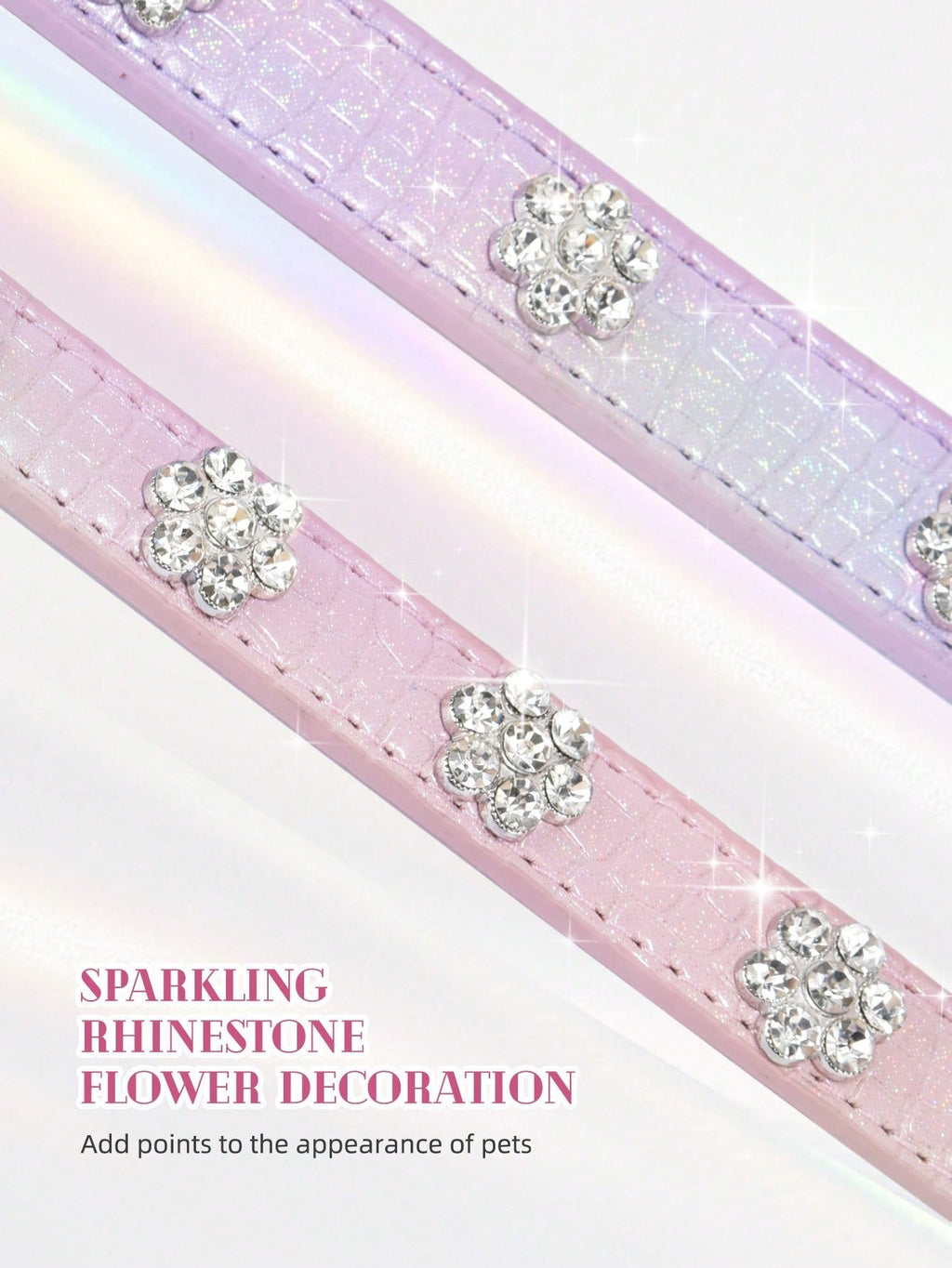Sparkling Rhinestone Flower Dog Collar, Gradient Colorful Style, Luxurious And Flashy, Adjustable
