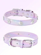 Sparkling Rhinestone Flower Dog Collar, Gradient Colorful Style, Luxurious And Flashy, Adjustable