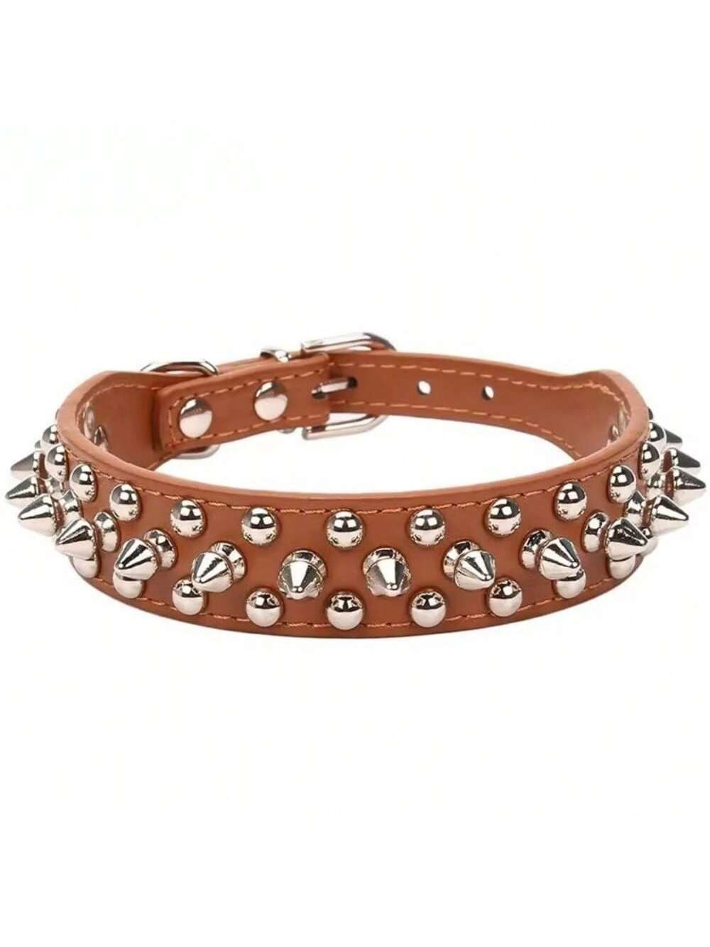 Pet Dog Collar Adjustable Leather Neck Strap Supplies PU Leather Punk Rivet Spiked Dog Collar Pet Collars For Small Medium Sized Dog, Large Dog Cat