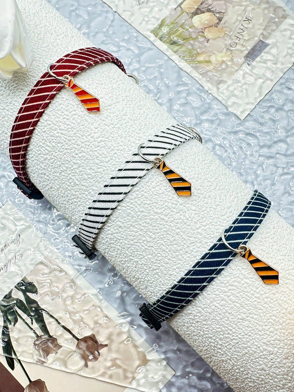 Striped Cat Collar, Lightweight Adjustable Cat Collar With Tie Pendant, Used For Wedding Party Decoration