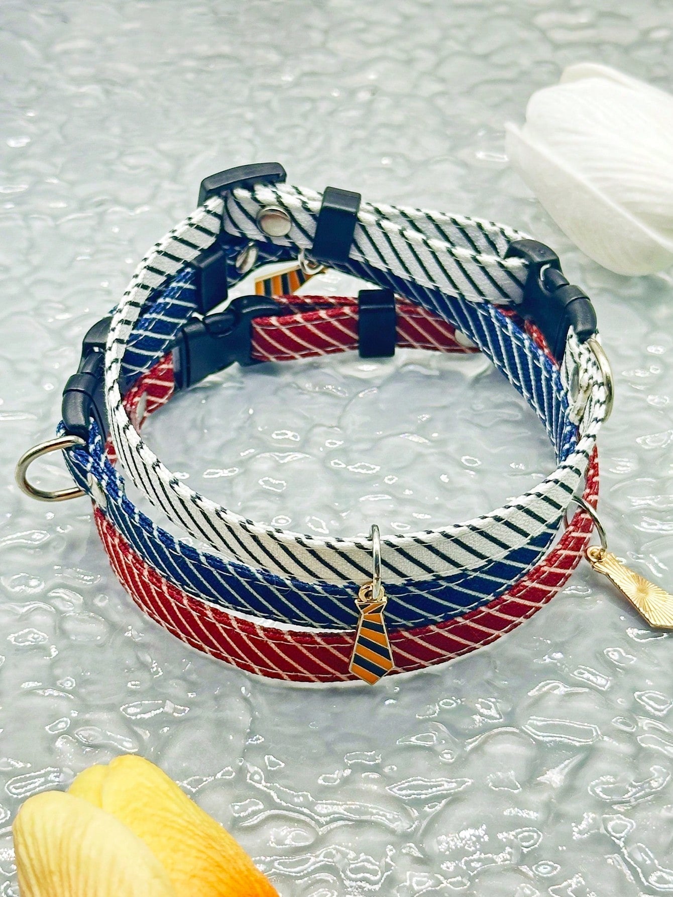 Striped Cat Collar, Lightweight Adjustable Cat Collar With Tie Pendant, Used For Wedding Party Decoration