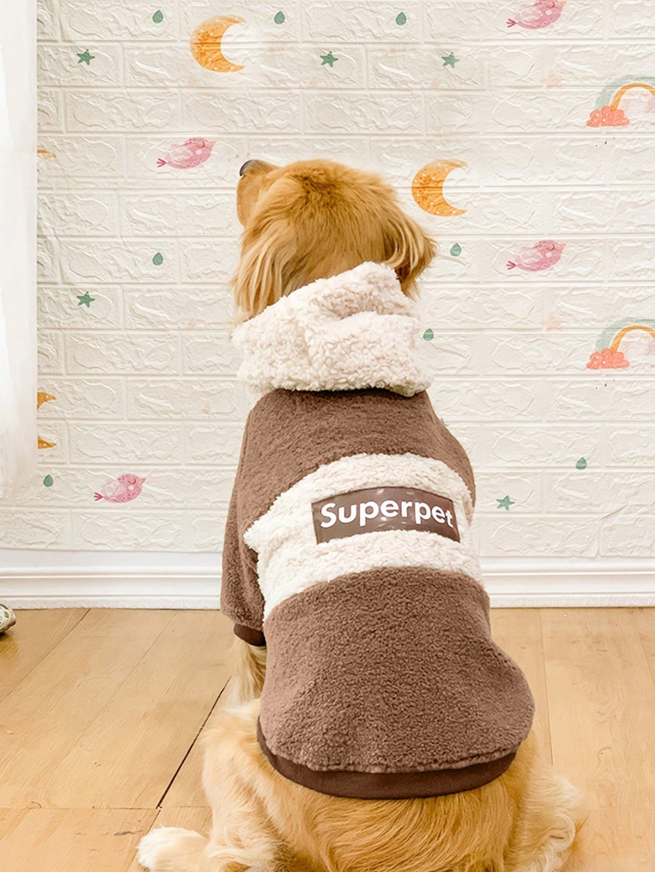1pc Thick Fleece Hooded Sweatshirt Coat, Warm & Windproof For Medium/Large Dogs, Autumn/Winter