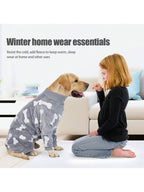 Fuzzy Dog Pajamas For Cold Weather 4 Legs Clothes, Dog Winter Clothes For Small Medium Large Dogs Pet With Feet Warm Soft Pet Romper Winter