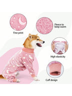 Fuzzy Dog Pajamas For Cold Weather 4 Legs Clothes, Dog Winter Clothes For Small Medium Large Dogs Pet With Feet Warm Soft Pet Romper Winter