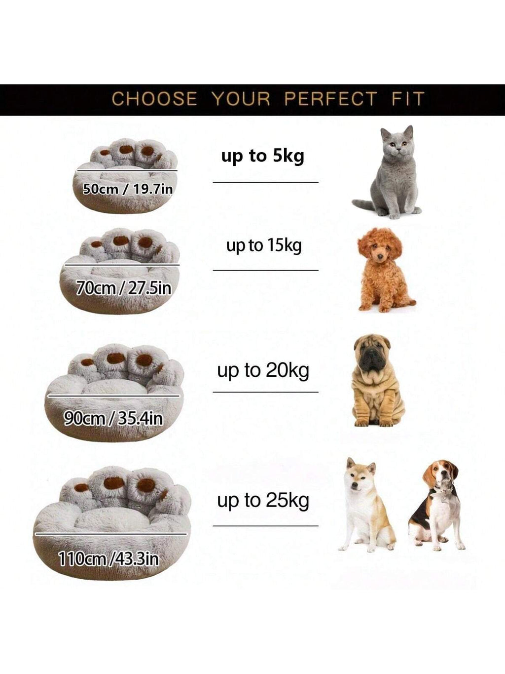 27in  35in  43in  Calming Dog Beds For Large Dogs, Faux Fur Donut Cuddler Dog Bed, Round Fluffy Pillow, Washable Pet Bed For Dogs