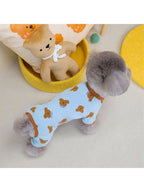 Dog Pajamas Soft Cute Contrast Color Bear Pattern Four-Legged Pullover Dog Sweatshirts