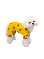 Dog Pajamas Soft Cute Contrast Color Bear Pattern Four-Legged Pullover Dog Sweatshirts