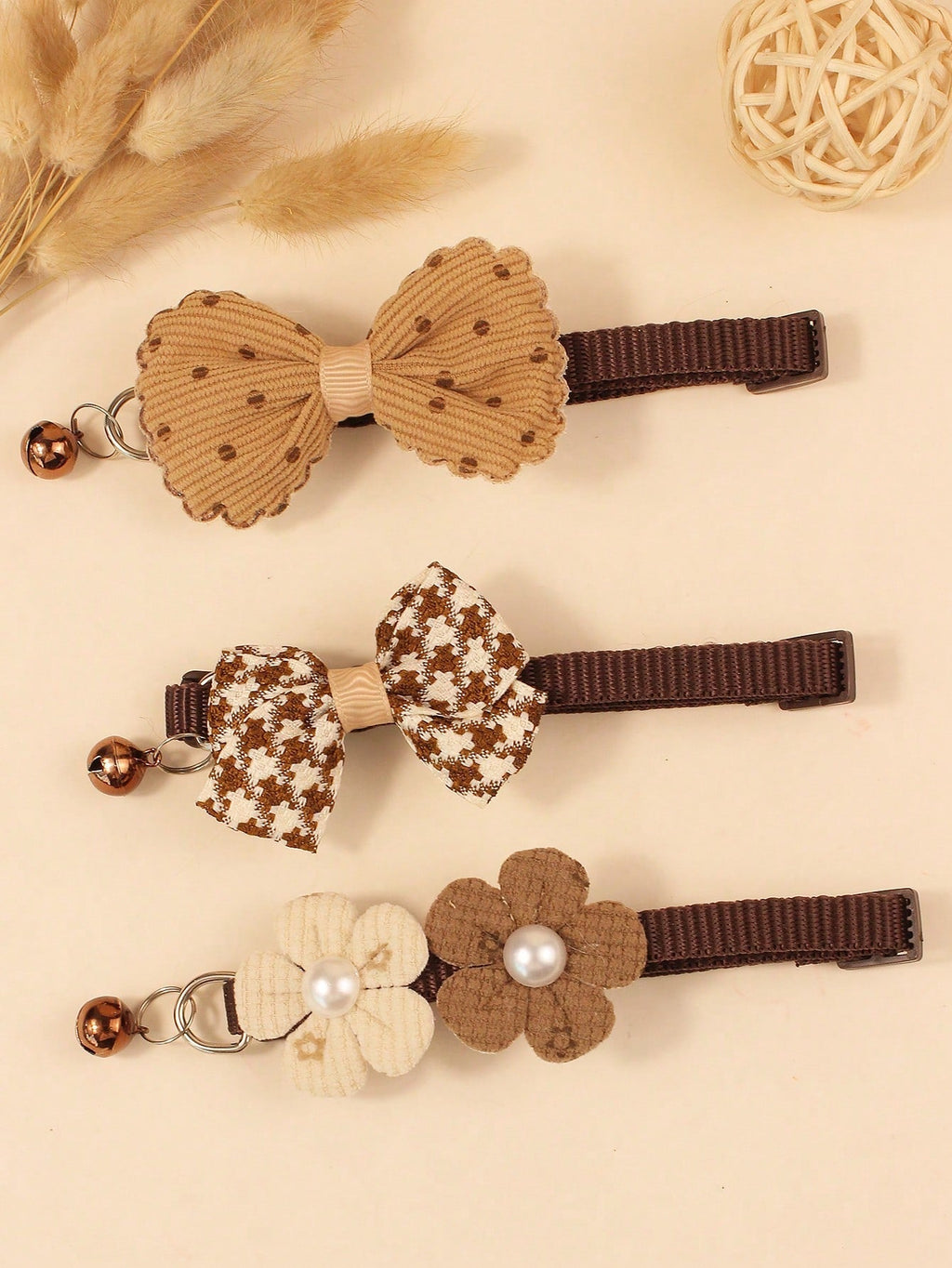 1pc Or 3pcs/Set Adorable Bowknot Cat & Dog Bell Collar, Suitable For Daily Use