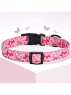 1pc Pet Collar With Animal/Dinosaur Prints And Pendants, Adjustable Twill Fabric Collar For Dogs And Cats.