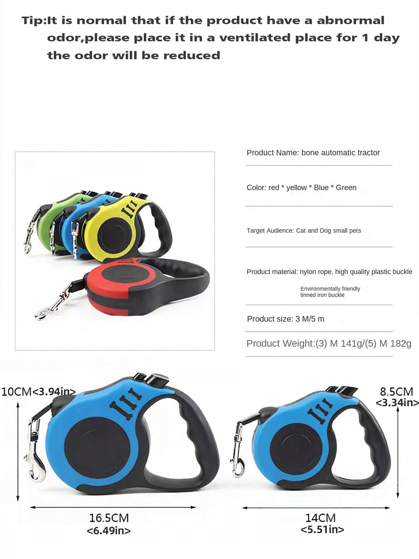 1pc Retractable Dog Leash, Portable Pet Leash Adjustable Nylon Extending Lead For Small Medium Large Dogs