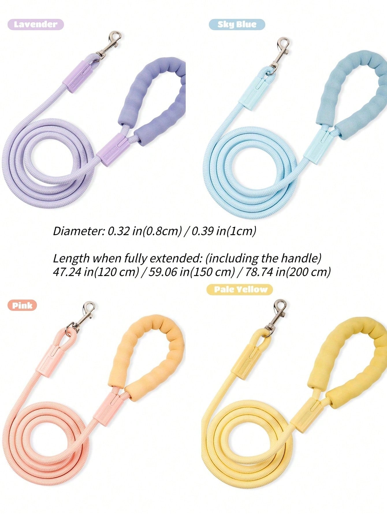 Dopamine Color Dog Leash, Explosion-Proof Colorful Nylon Round Rope For Walking Dogs Outdoor