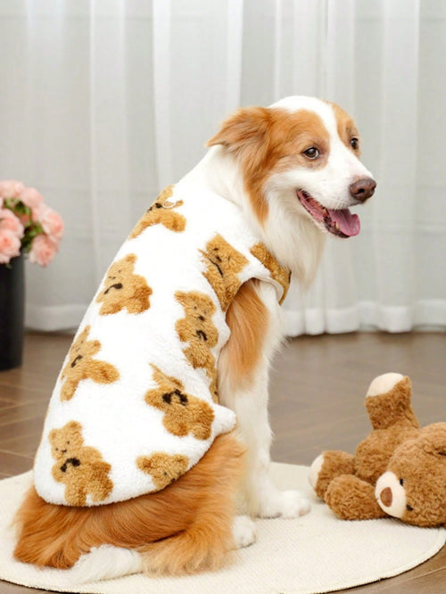 1pc Pet Autumn/Winter Big Dog Knit Sweatshirt Hoodie, Furry Dog Coat