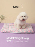1pc Polyester Star & Heart Breathable Washable Thick Pet Bed Mat For Medium-Small Cats & Dogs, All Seasons (Teddy/Bichon Frise)