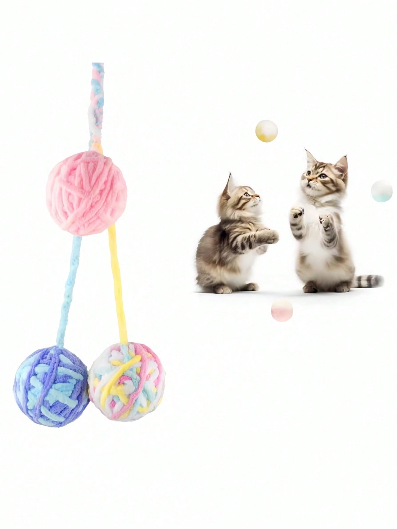 1pc Plus Cat Teaser Ball Multi-Colored Cat Fuzzy Balls&Yarn Soft Interactive Cat Toys For Indoor Cats Self Play, Cat Supplies (Random Color) Christmas For Holiday Gift Giving
