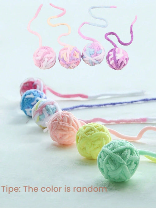 1pc Plus Cat Teaser Ball Multi-Colored Cat Fuzzy Balls&Yarn Soft Interactive Cat Toys For Indoor Cats Self Play, Cat Supplies (Random Color) Christmas For Holiday Gift Giving
