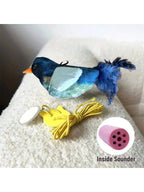 1pc Interactive Cat Toy With Realistic Bird Sounds - No Battery Required, Hanging And Detachable Plaything - Made Of Synthetic Polyester Feathers, Bird Sound Simulation Wand Accessory Suitable For All Cat Breeds