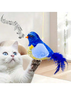 1pc Interactive Cat Toy With Realistic Bird Sounds - No Battery Required, Hanging And Detachable Plaything - Made Of Synthetic Polyester Feathers, Bird Sound Simulation Wand Accessory Suitable For All Cat Breeds