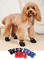 4pcs/Set Waterproof Pet Dog Shoes, Pet Anti-Slip Rain Boots Footwear For Small Cats Dogs Chihuahua Puppy Dog, Water-Resistant Dog Shoes