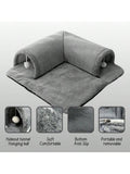 Cat Tunnel Bed Universal Detachable Warm Cat House Indoor Cat Activities Play Carpet Bed Living Room Non-Slip Mat Pet Toys