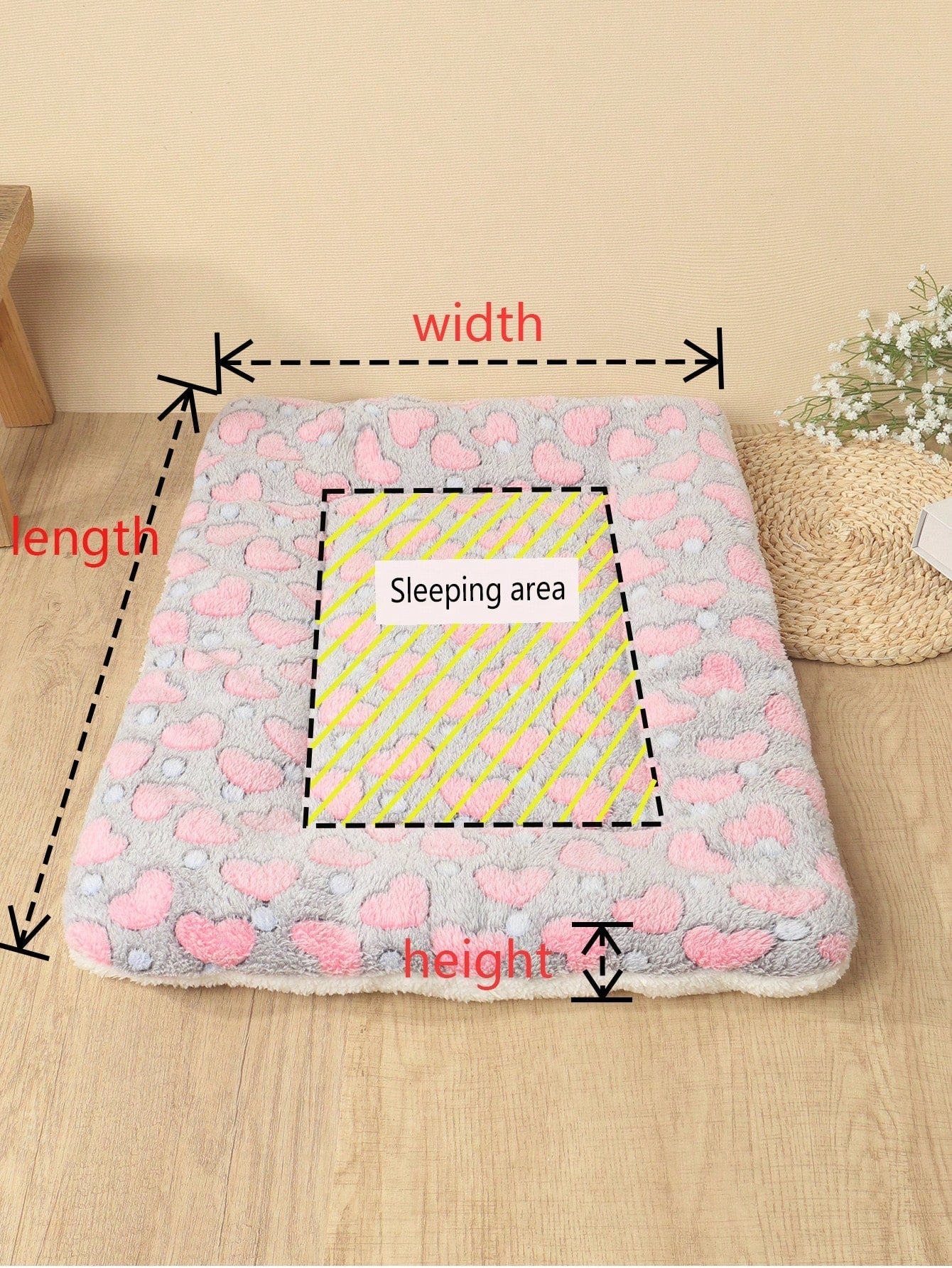 1pc Polyester Star & Heart Breathable Washable Thick Pet Bed Mat For Medium-Small Cats & Dogs, All Seasons (Teddy/Bichon Frise)