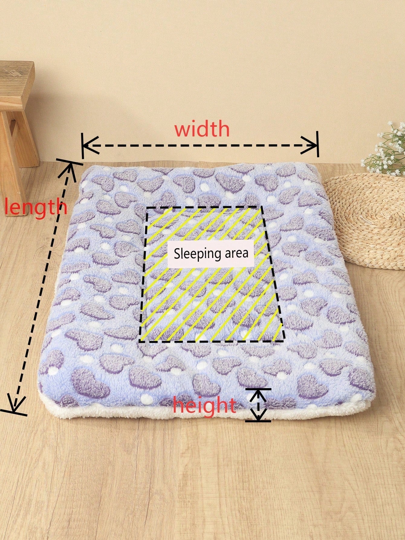 1pc Polyester Star & Heart Breathable Washable Thick Pet Bed Mat For Medium-Small Cats & Dogs, All Seasons (Teddy/Bichon Frise)