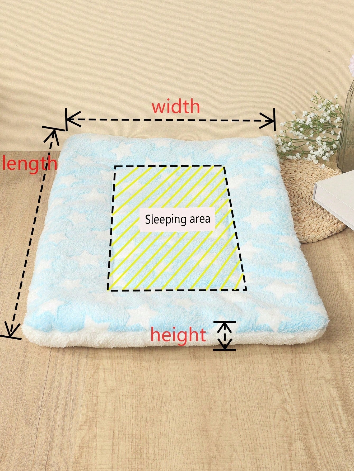 1pc Polyester Star & Heart Breathable Washable Thick Pet Bed Mat For Medium-Small Cats & Dogs, All Seasons (Teddy/Bichon Frise)