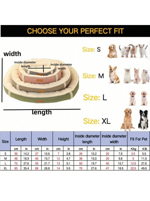 1pc Suede Oval Waterproof And Detachable Pet Bed For Large Dog Or Cat, Suitable For All Seasons With High-End Appearance, Universal For Pets