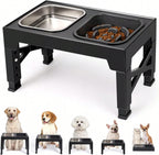 Niubya Elevated Dog Bowls With 2 Stainless Steel Dog Food Bowls, Raised Dog Bowl Adjusts To 5 Heights (3.15", 8.66", 9.84",11.02", 12.2") For Small Medium And Large Dogs