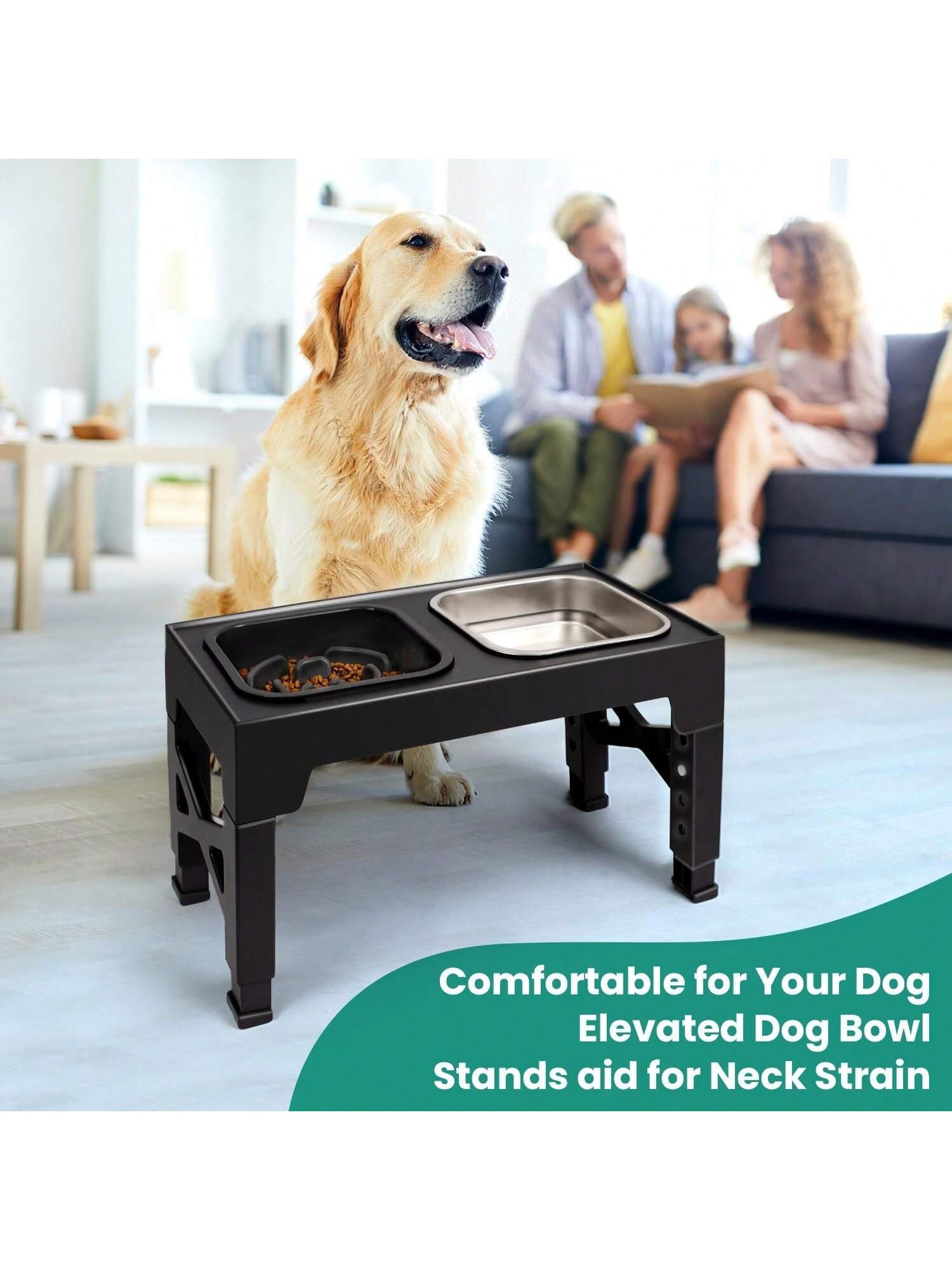 Niubya Elevated Dog Bowls With 2 Stainless Steel Dog Food Bowls, Raised Dog Bowl Adjusts To 5 Heights (3.15", 8.66", 9.84",11.02", 12.2") For Small Medium And Large Dogs