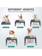 Niubya Elevated Dog Bowls With 2 Stainless Steel Dog Food Bowls, Raised Dog Bowl Adjusts To 5 Heights (3.15", 8.66", 9.84",11.02", 12.2") For Small Medium And Large Dogs