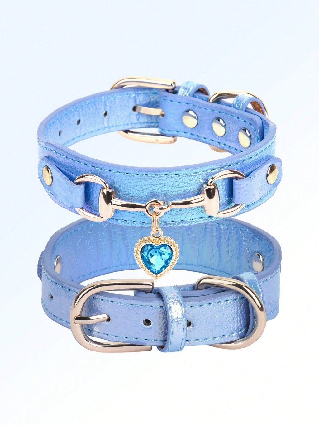 NEW 1Pc PU Leather Delicate Pet Dog Collar,High-Quality Leather Fabric And Alloy Fittings.Beautiful Gemstone Decoration.